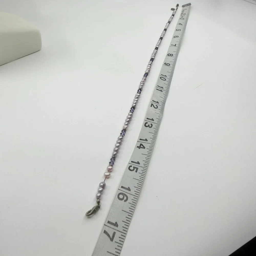 Salsa Designs Lavender Pearl & Purple Crystal Beaded Necklace Statement Piece